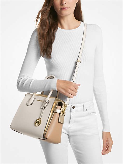 michael kors mercer medium color block logo belted satchel|Michael Kors medium mercer handbag.